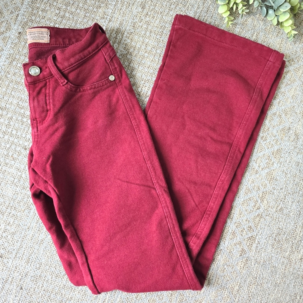 Beverly Jeans in Burgundy | size 1 | soft & stretchy w/ slight flare